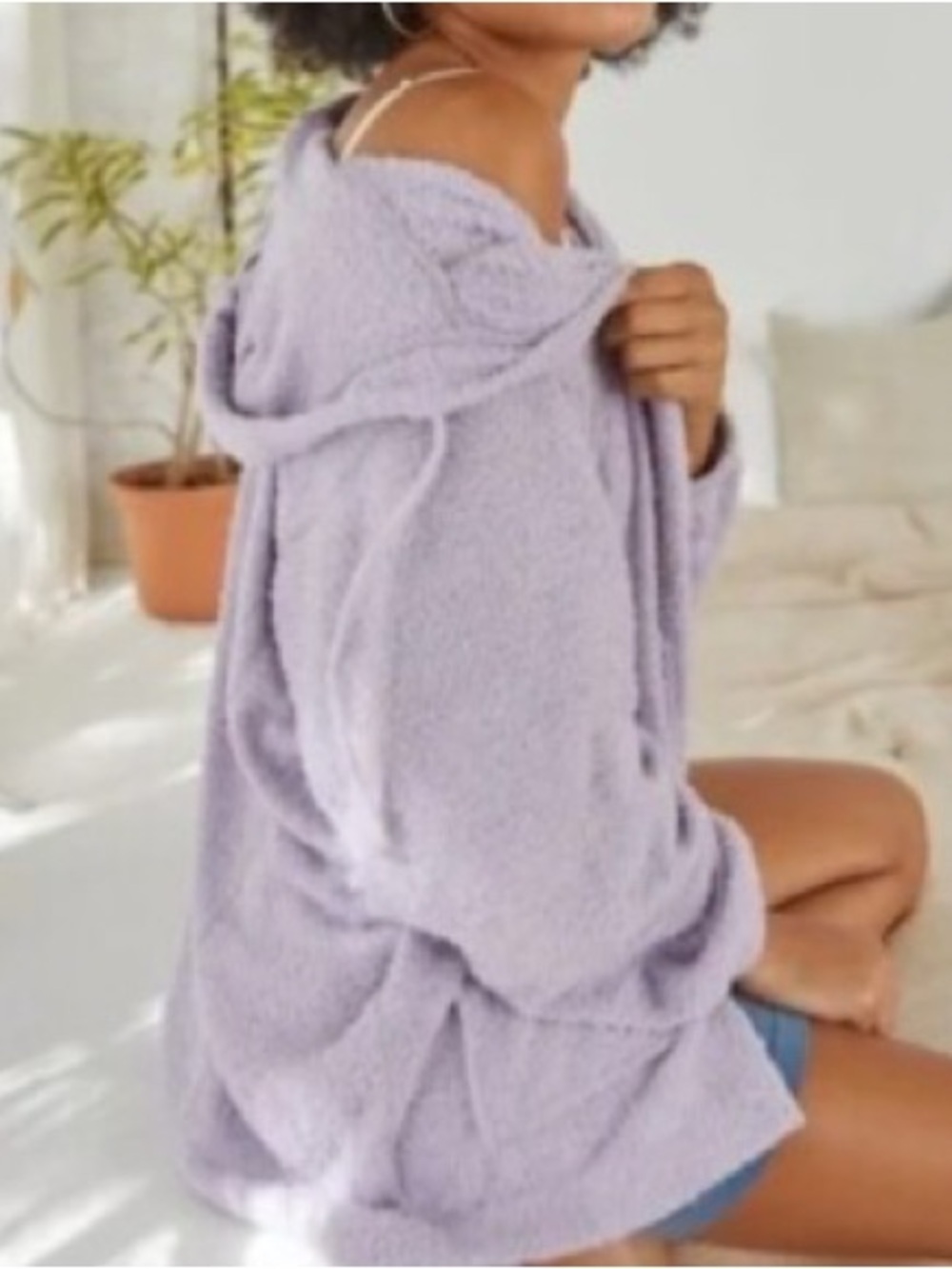 Urban Outfitters out from under lilac lavender Plush Hooded Teddy Jacket medium